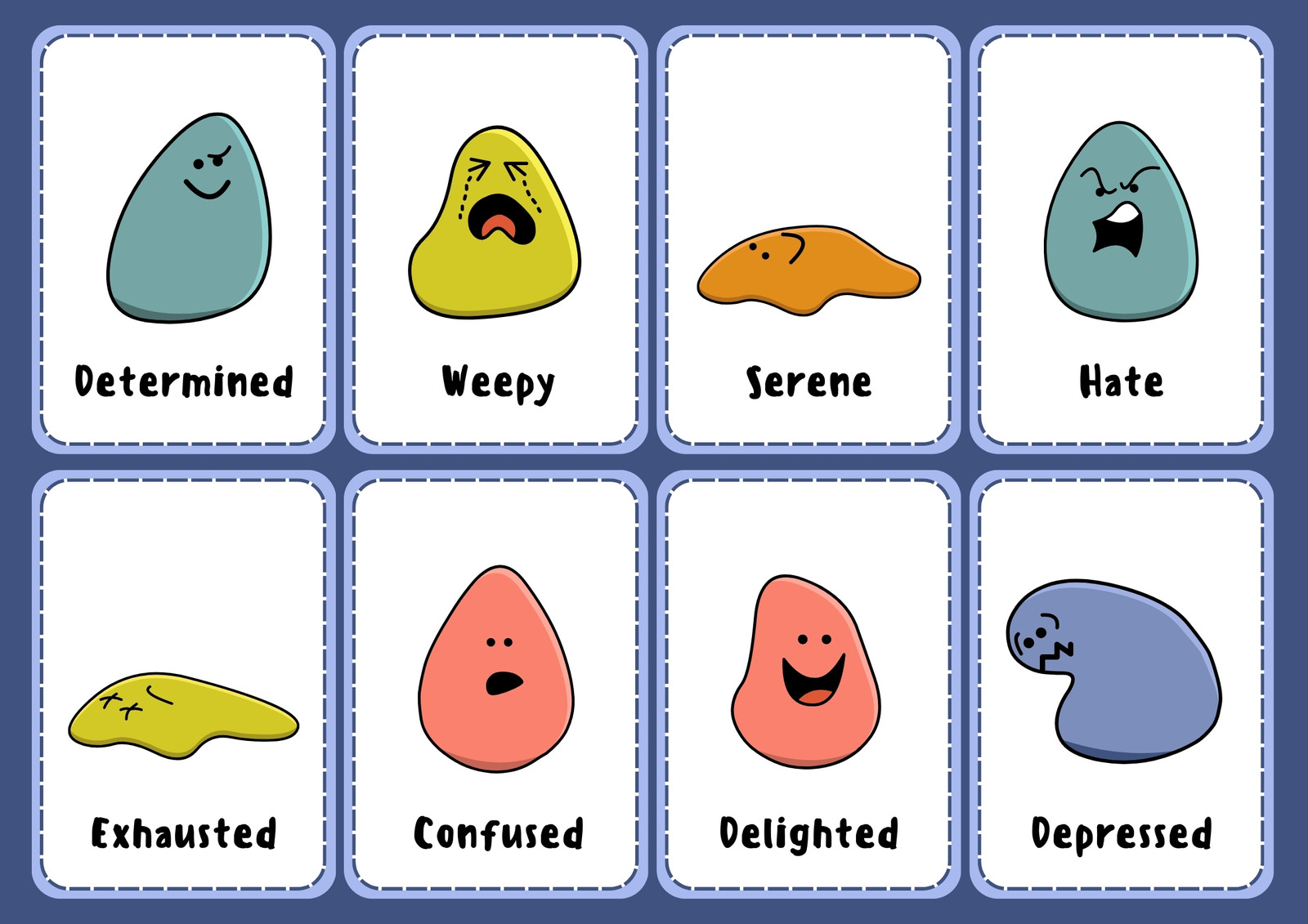 Free printable custom emotions flashcard templates