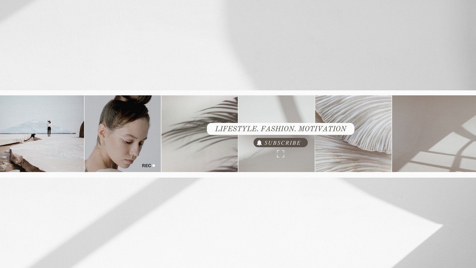 Beige Gray Clean Aesthetic Photo Collage YouTube Banner