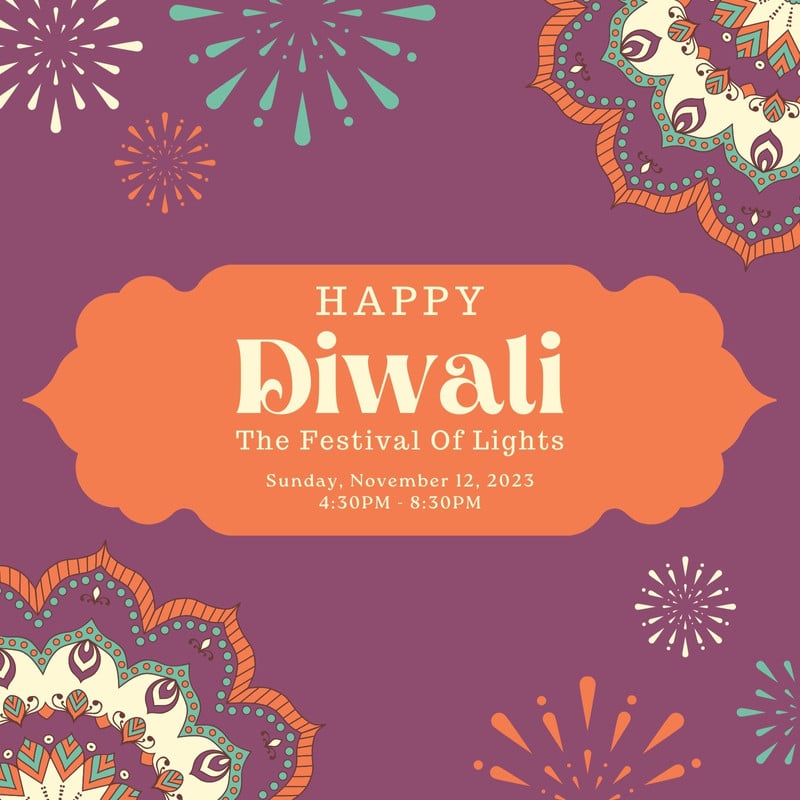 Free printable, customizable Diwali invitation templates | Canva