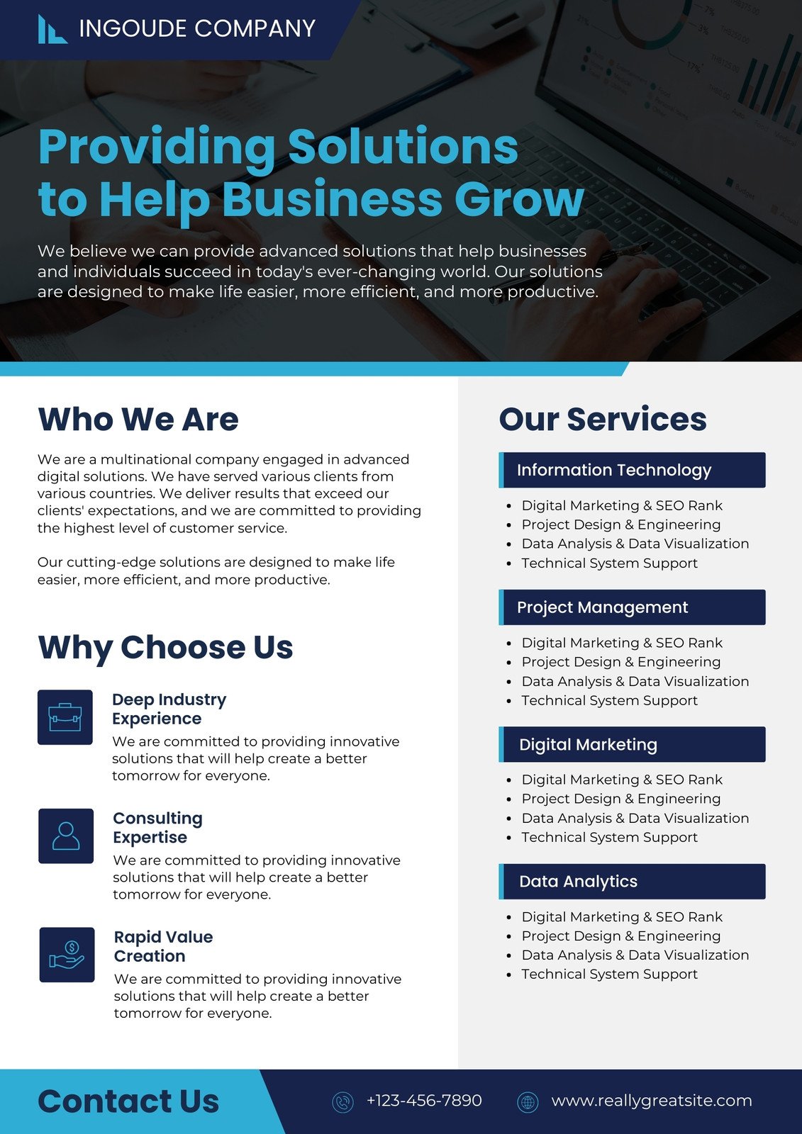 Blue and White Corporate Business Flyer