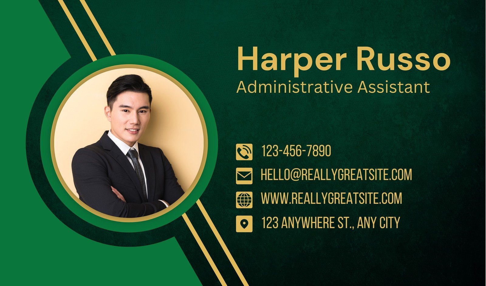 Green and Gold Modern Business Card