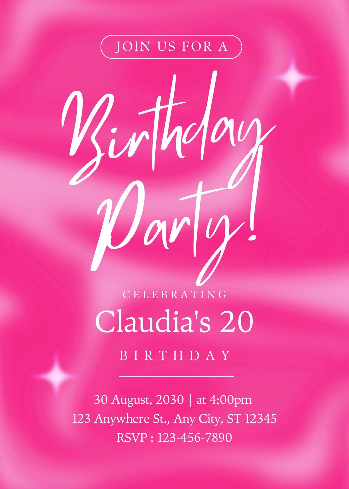 Modèle Black Pink Birthday Invitation