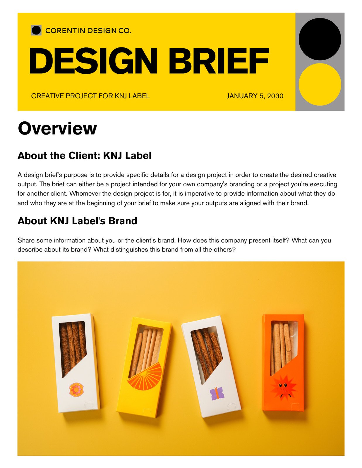 Design Brief Professional Doc in Yellow Black Grey Bold Modern Style