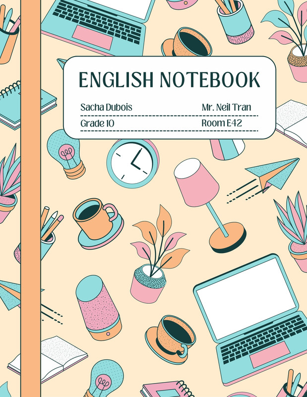 Free customizable English notebook cover templates