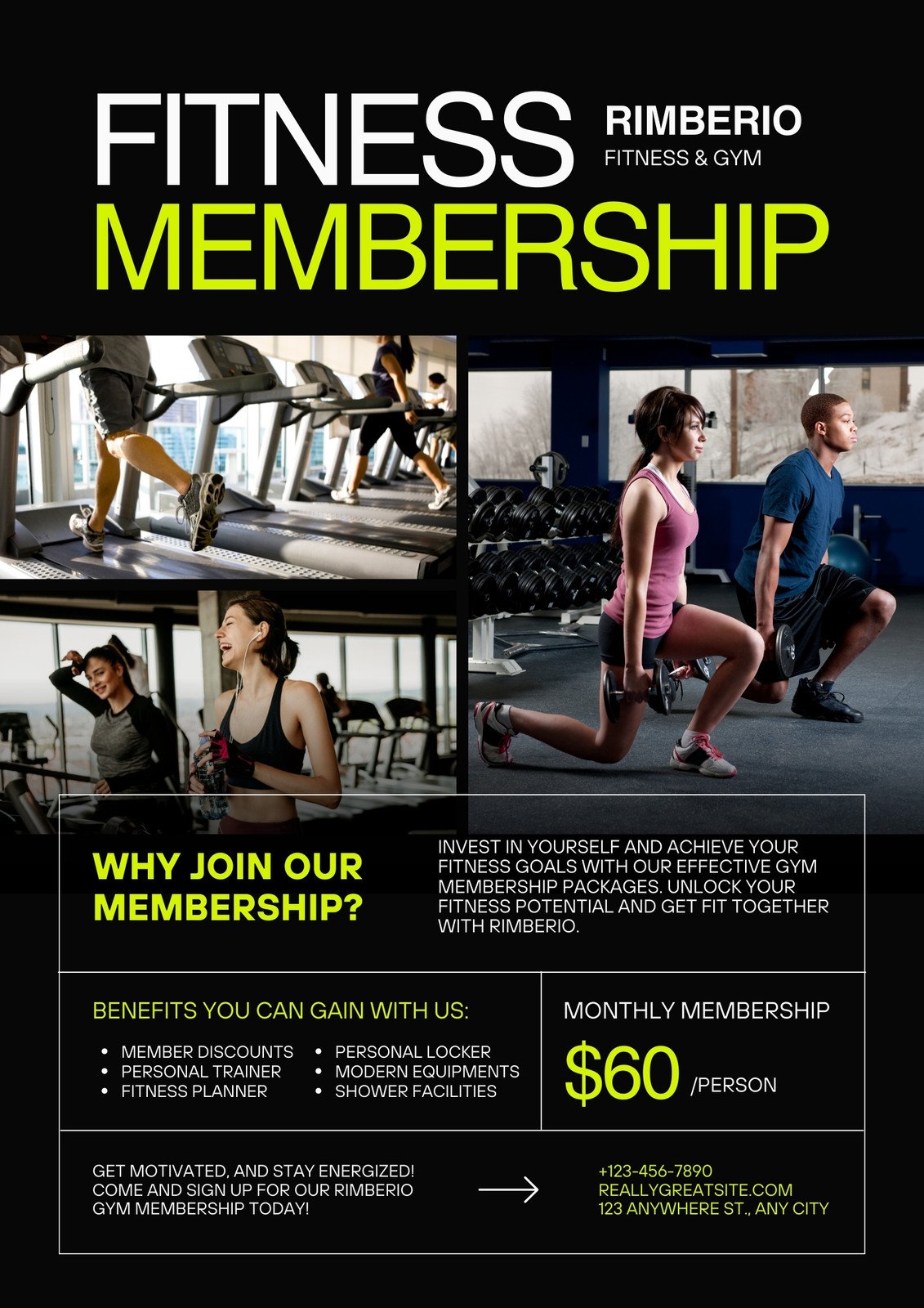Black Bold Gym Membership Promotion Flyer
