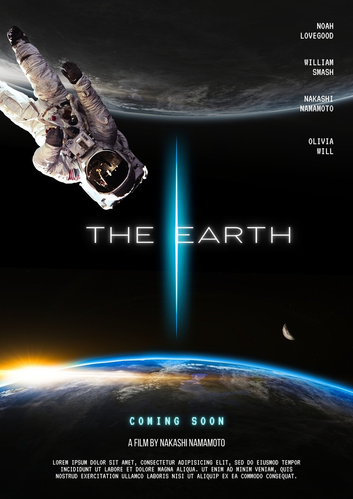Blue and Black Modern Space Sci-fi Movie Poster