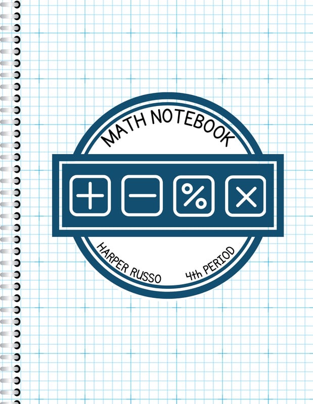 Free printable custom math notebook cover templates Canva