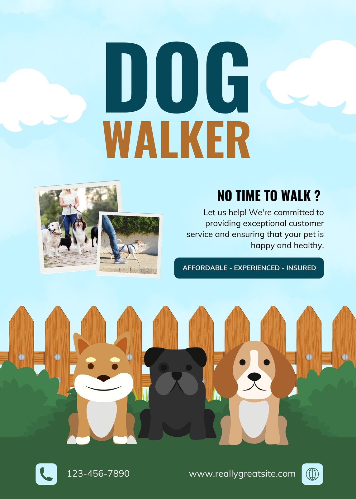Free printable, customizable dog walker flyer templates