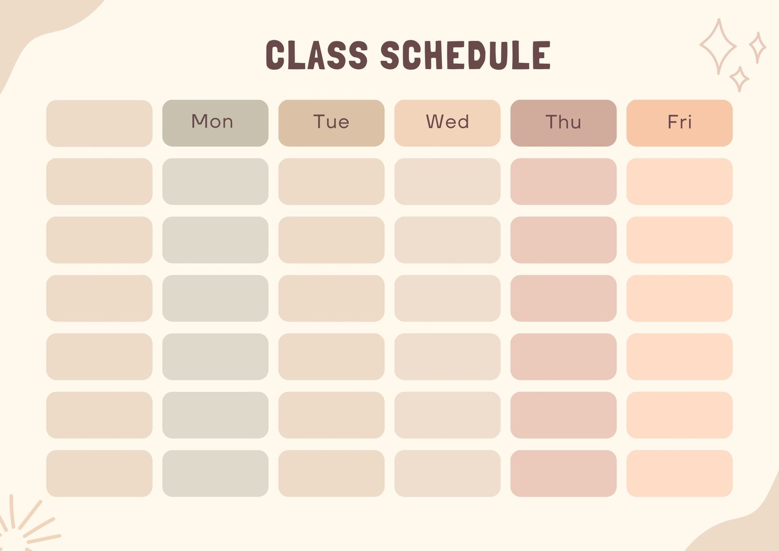 Colorful Muted Class Schedule