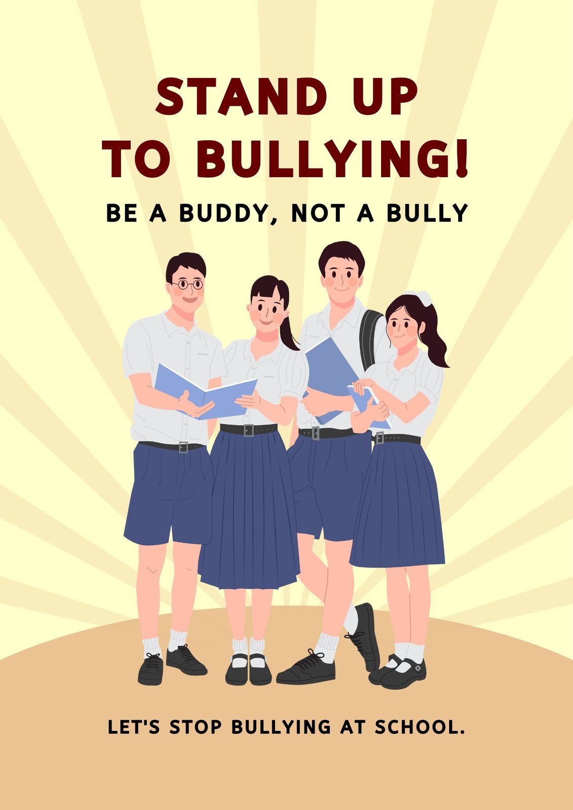 Cream Simple Stand Up to Bullying Poster