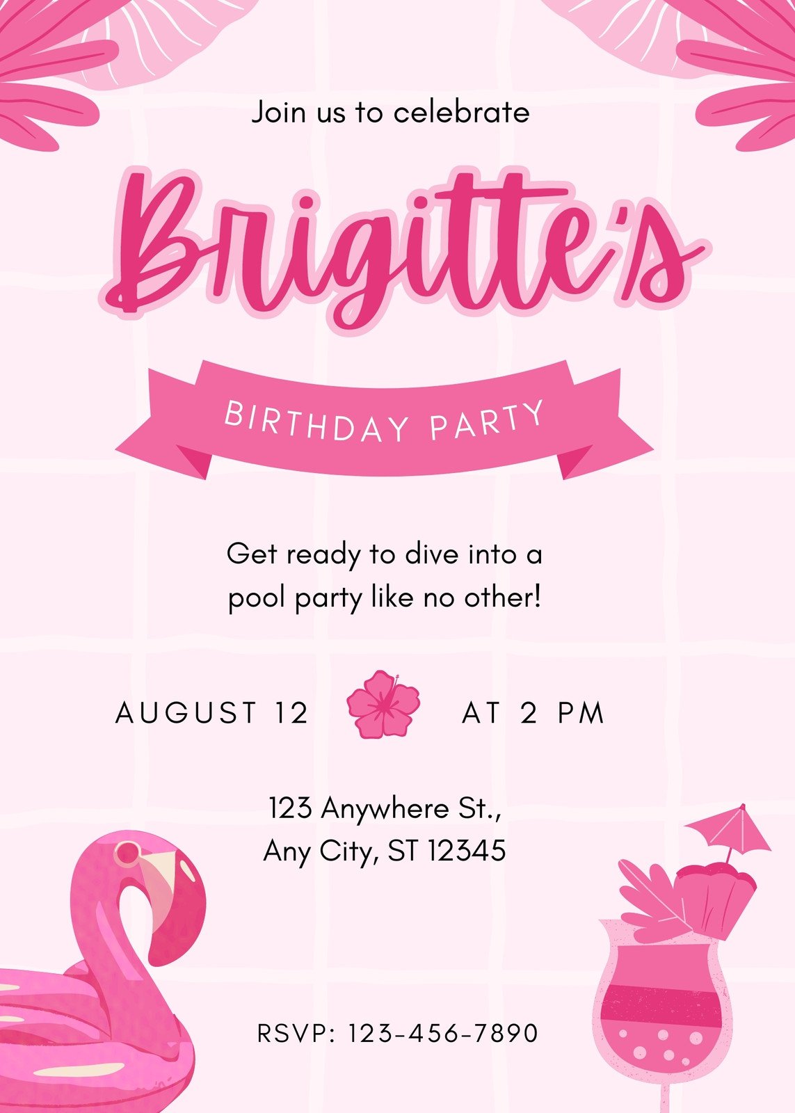 Free Printable Customizable Pool Party Invitation 43 Off 