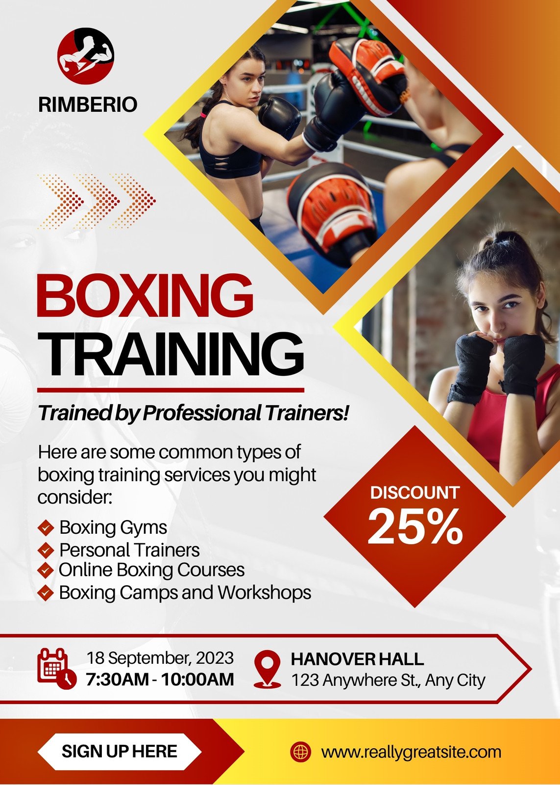 Red and Orange Modern Boxing Training Flyer