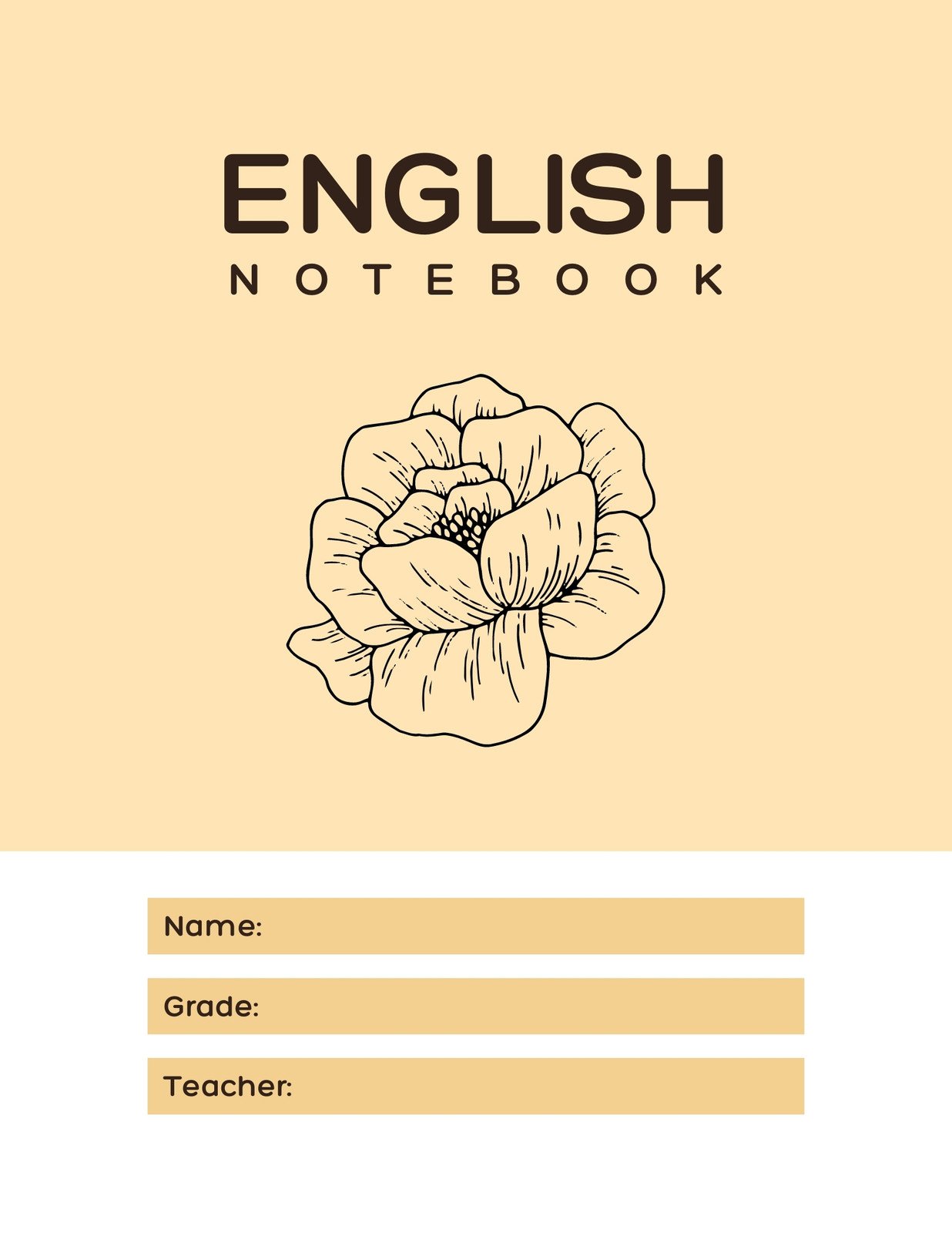 Free customizable English notebook cover templates