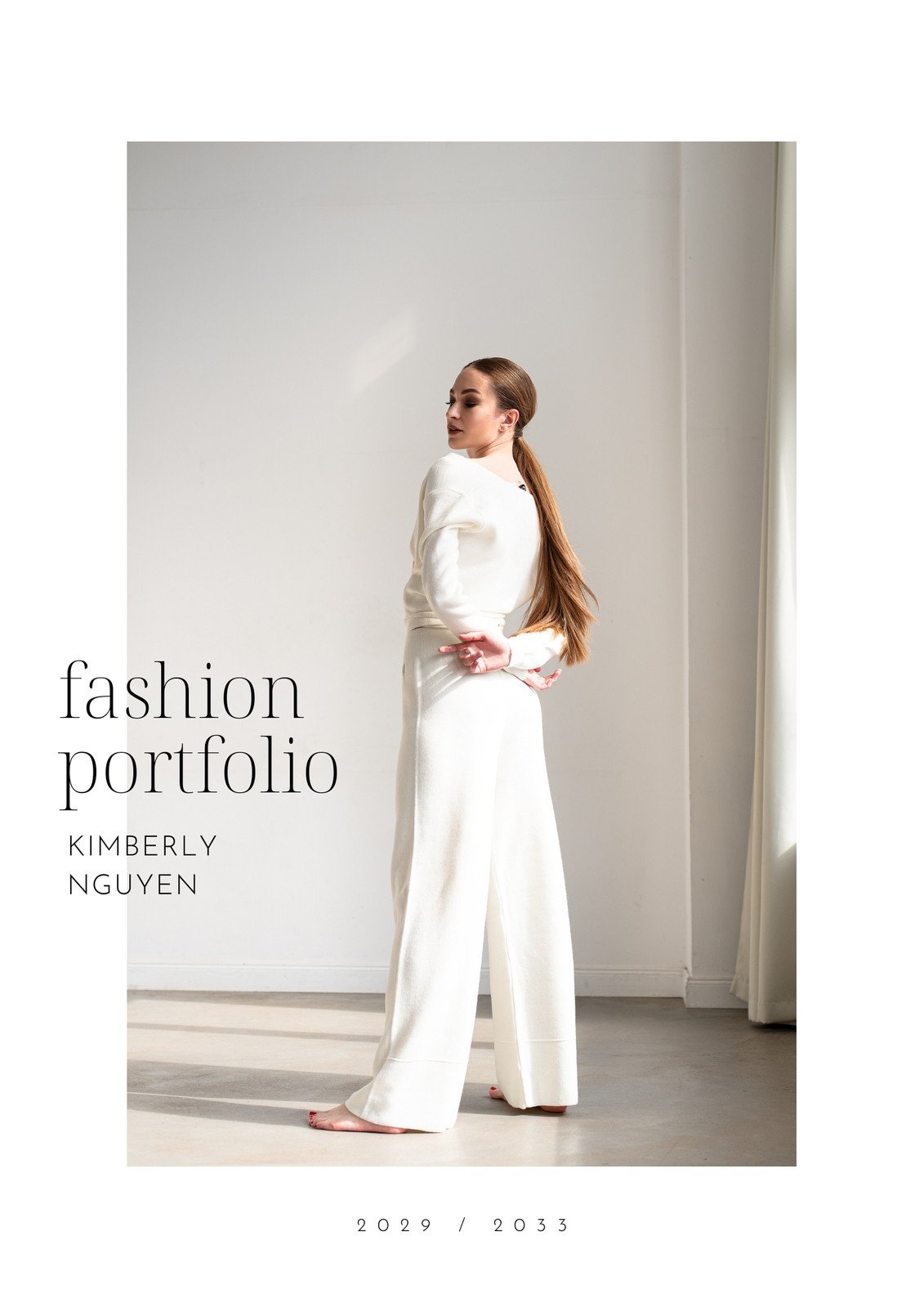 White Neutral Aesthetic Fashion Portfolio Photo Cover A4 Document
