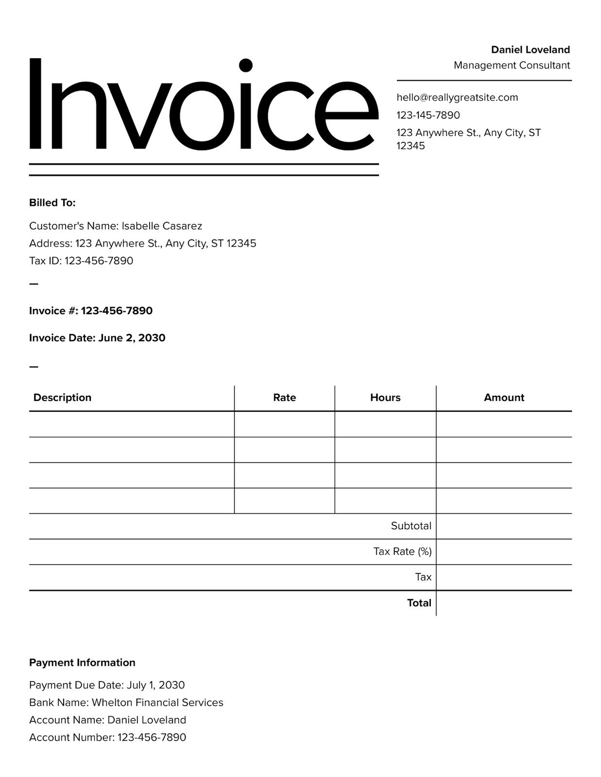 interior design invoice template