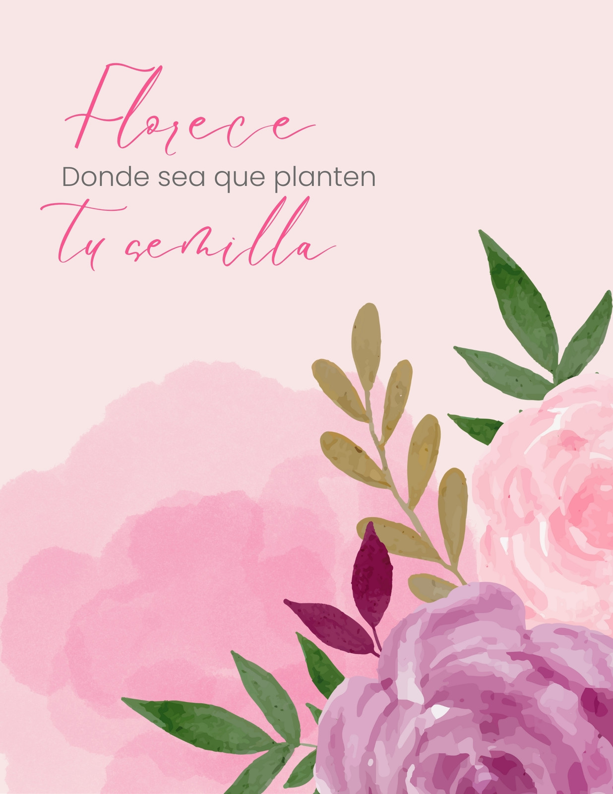 Portada para Agenda Frase Motivadora Floral Rosa