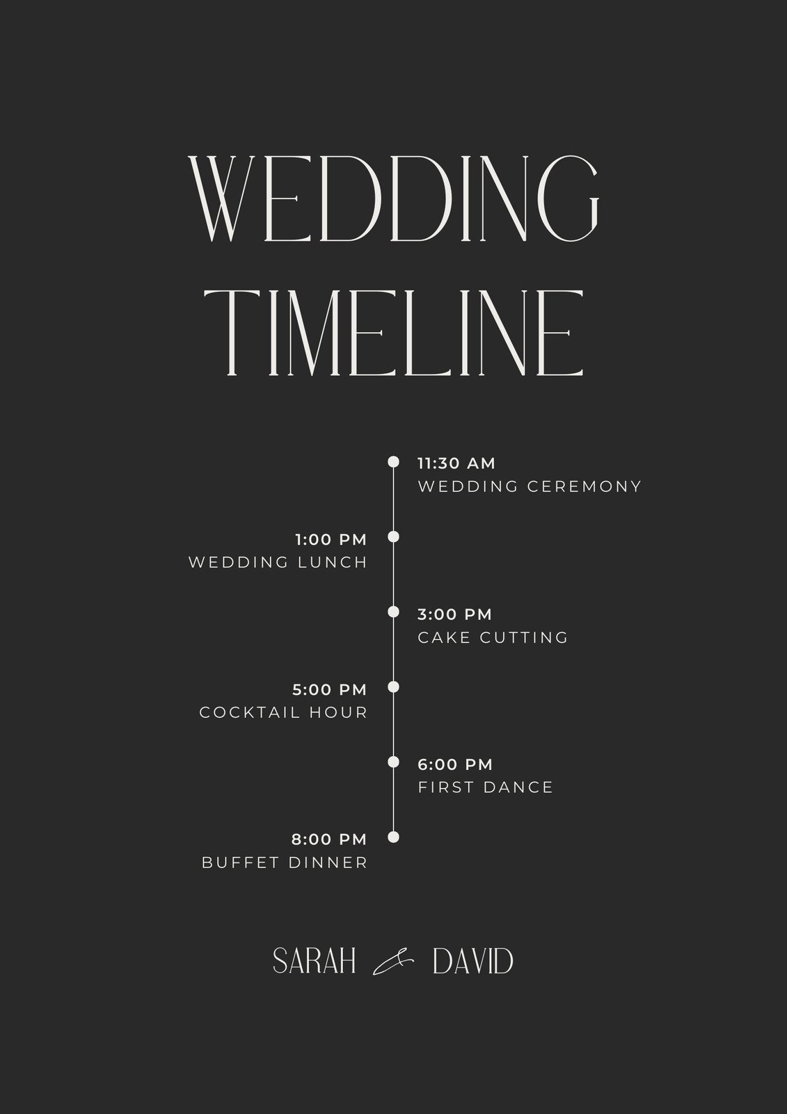 Black Beige Modern Dark Elegant Wedding Timeline Planner