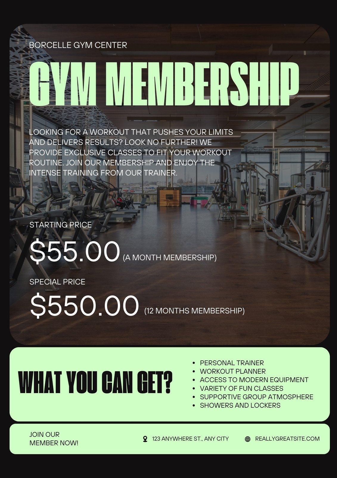 Green Black Bold Gym Membership Promotion Flyer
