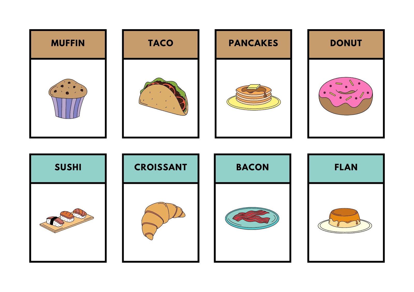 Free food flashcard templates to customize and print