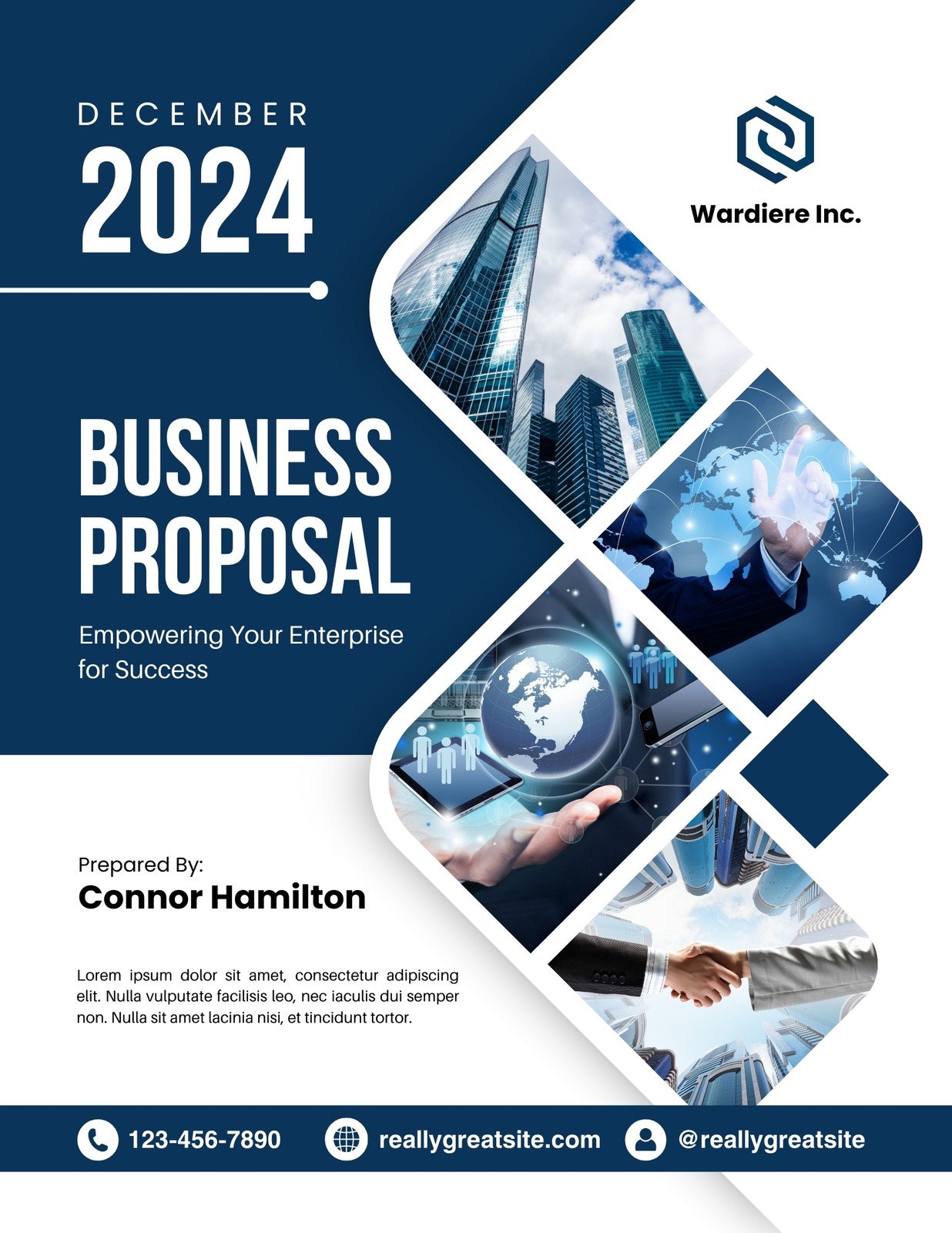White And Navy Modern Business Proposal Cover Page