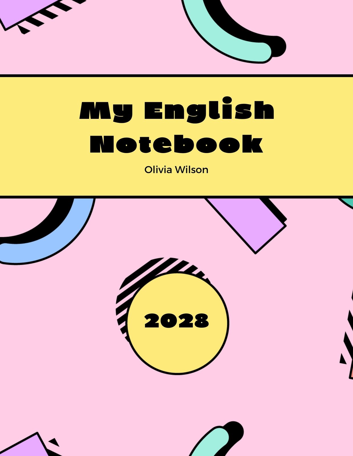 Free customizable English notebook cover templates