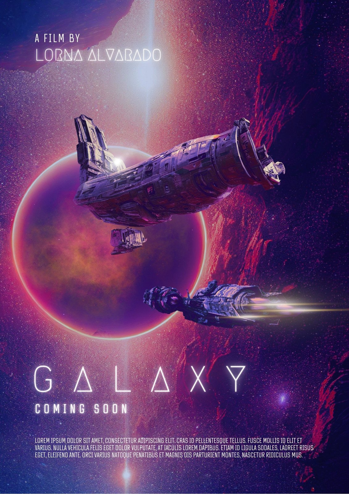 Purple Orange Grunge Galaxy Sci-fi Movie Poster