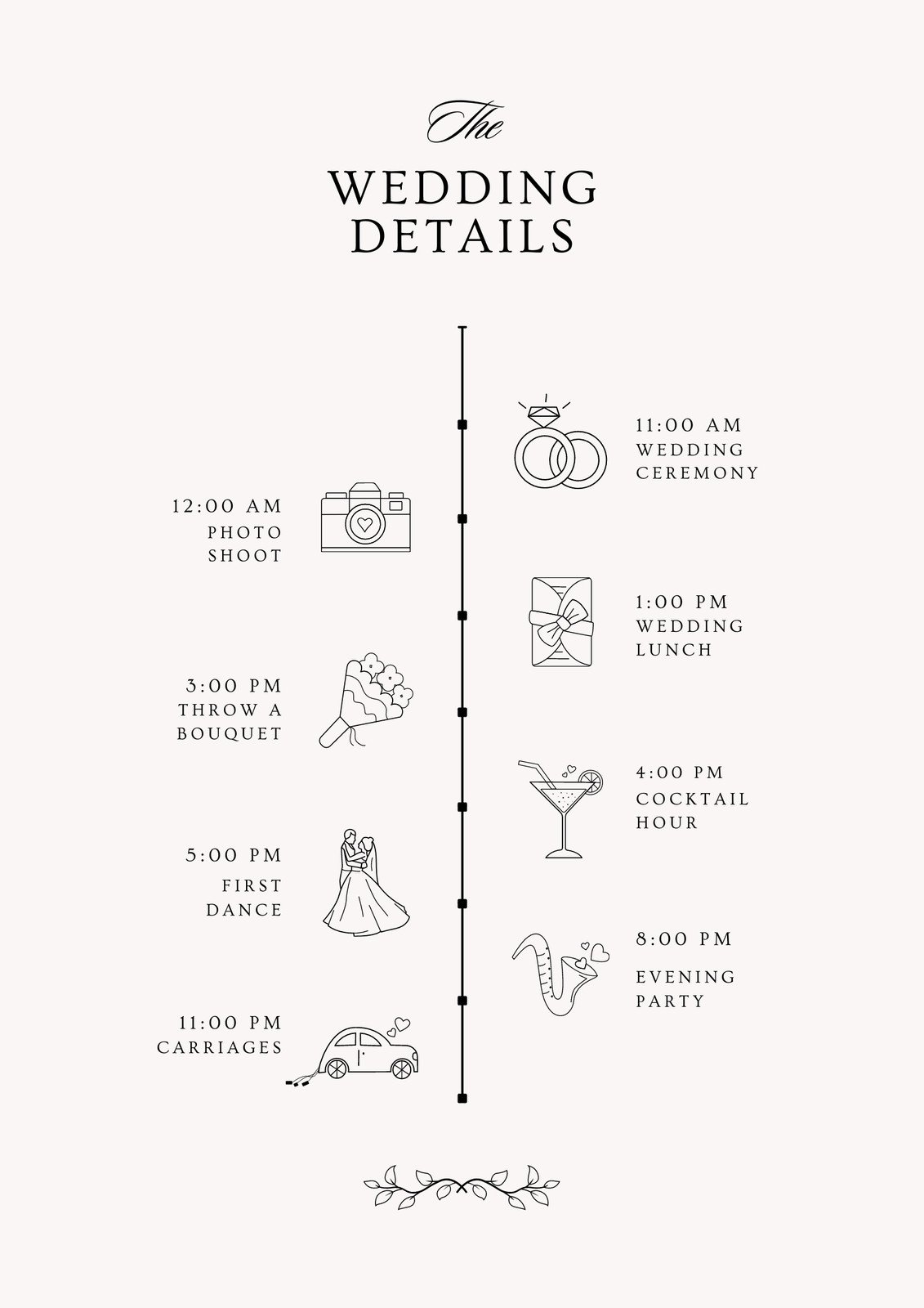 White Minimal Wedding Timeline Planner