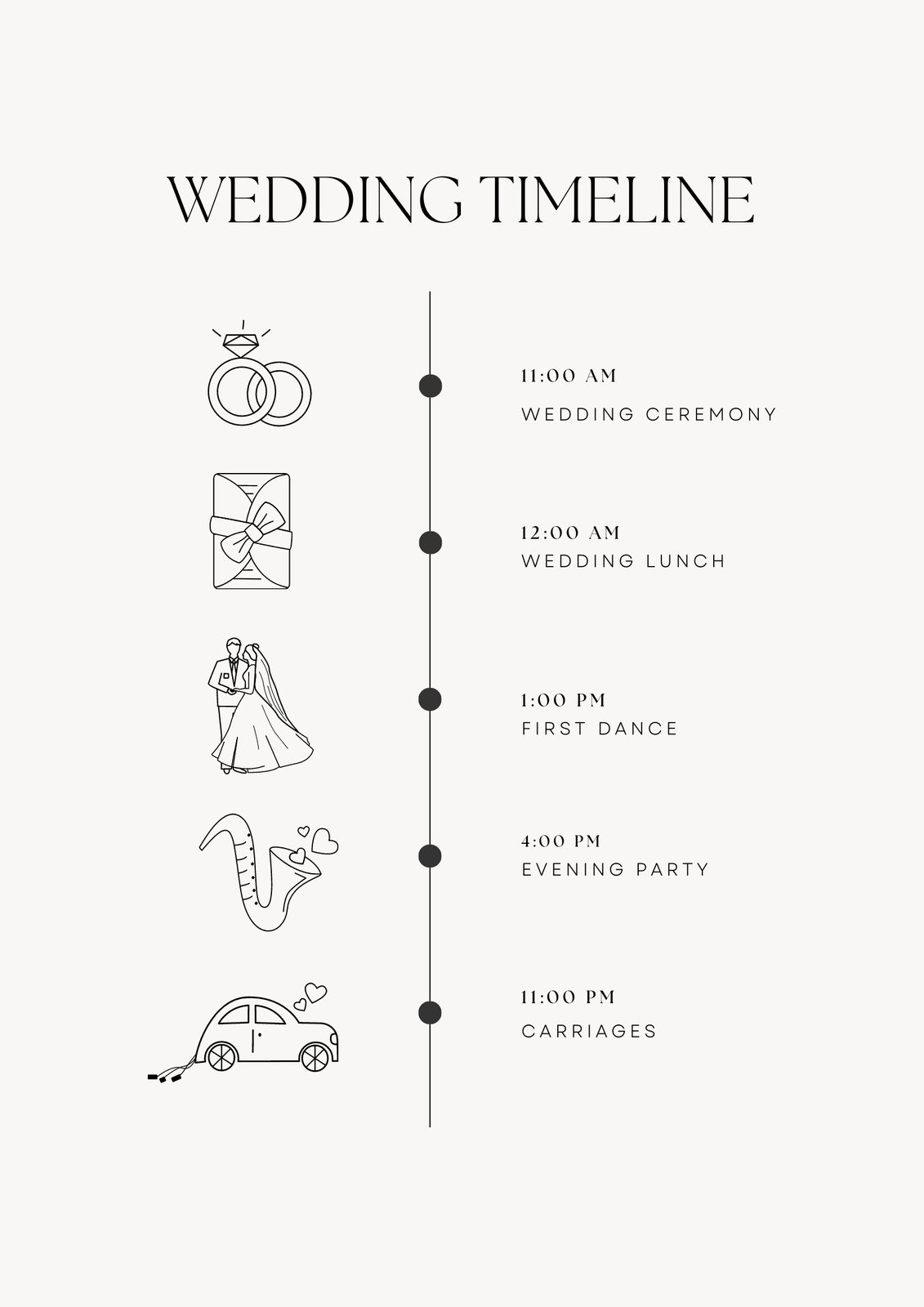 White Minimal Wedding Timeline Planner