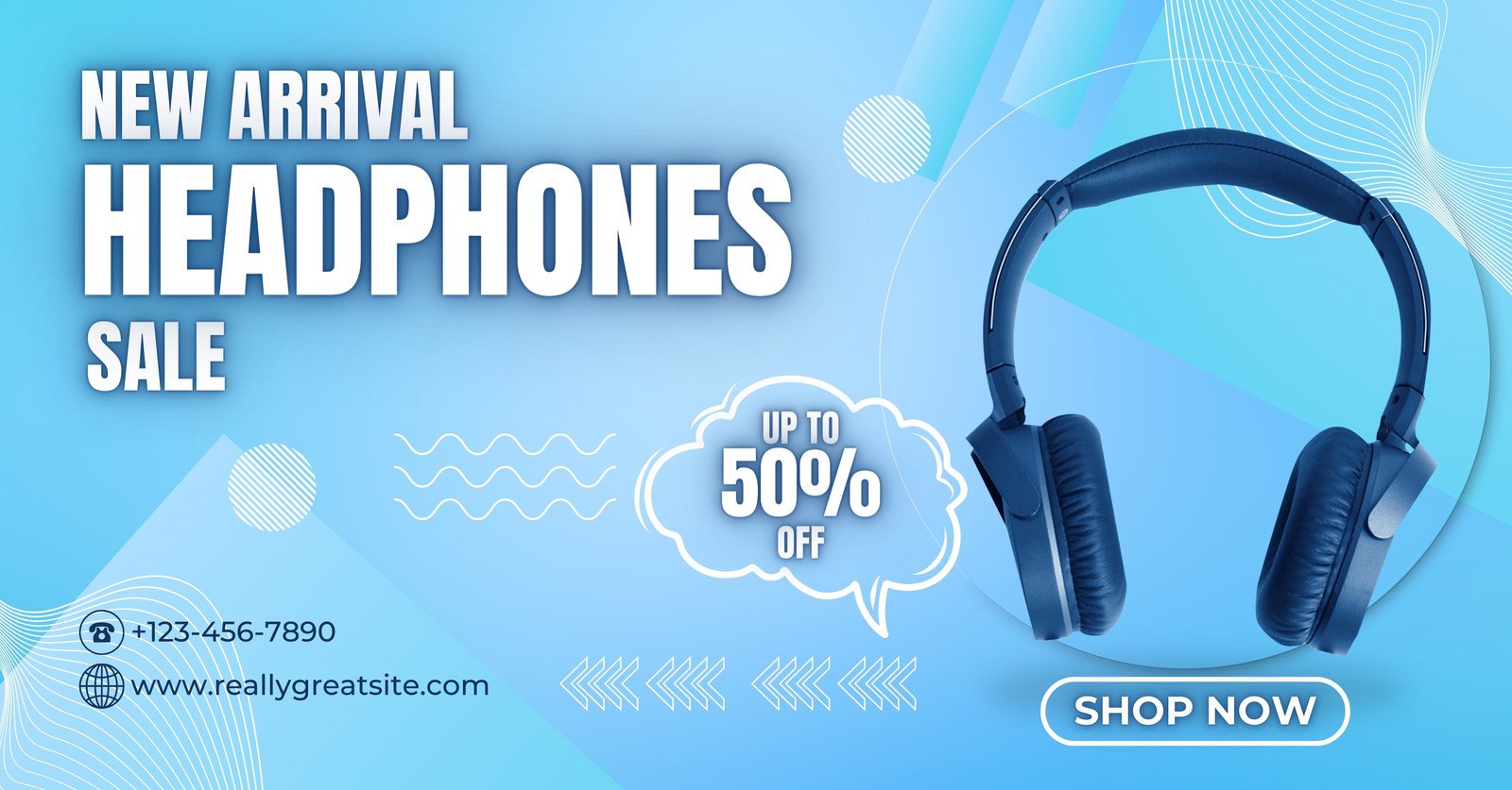 Fashion Ad Woman in Top and Headphones Online Facebook Ad Template