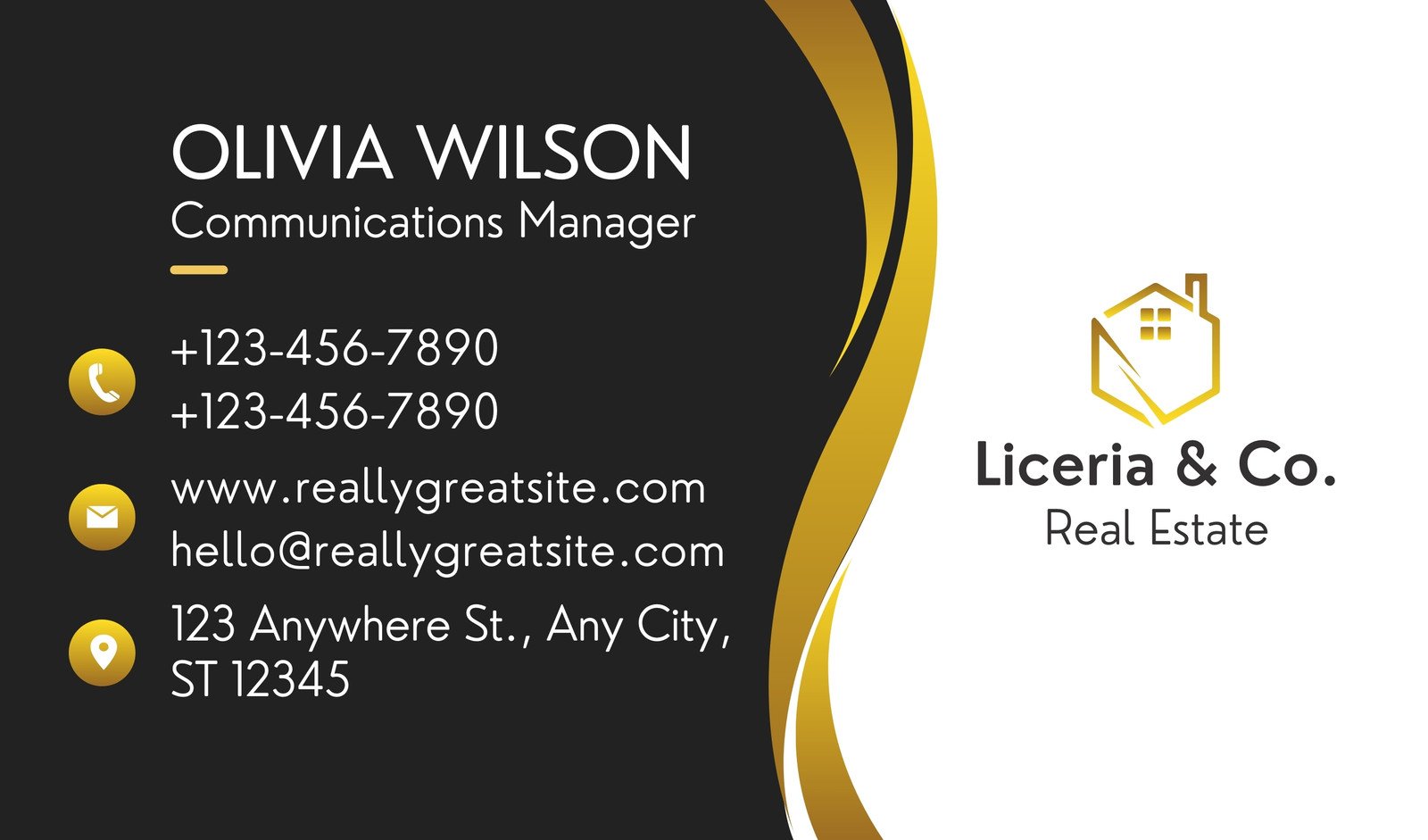 Gold and Black Real Estate Business Card