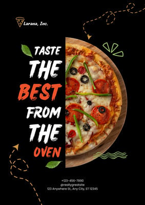 Illustration of tasty pizza. Design template. Pizza box design