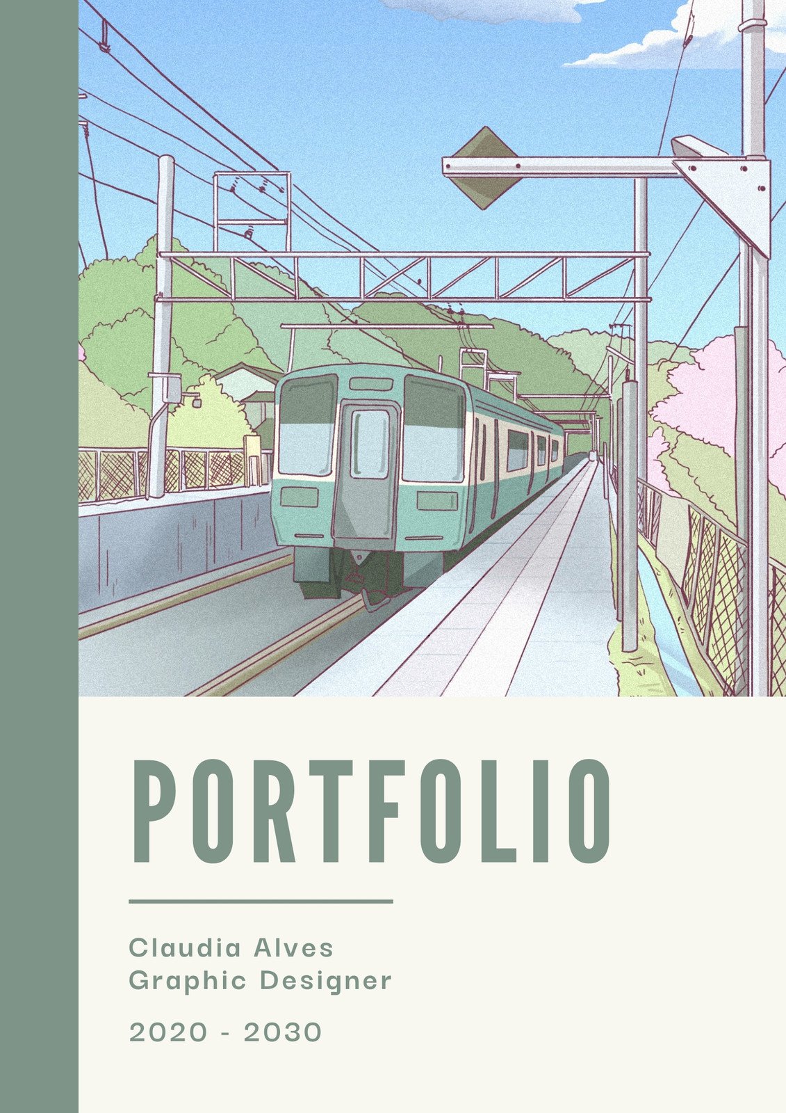 Green Grid Minimal Portfolio Cover Page