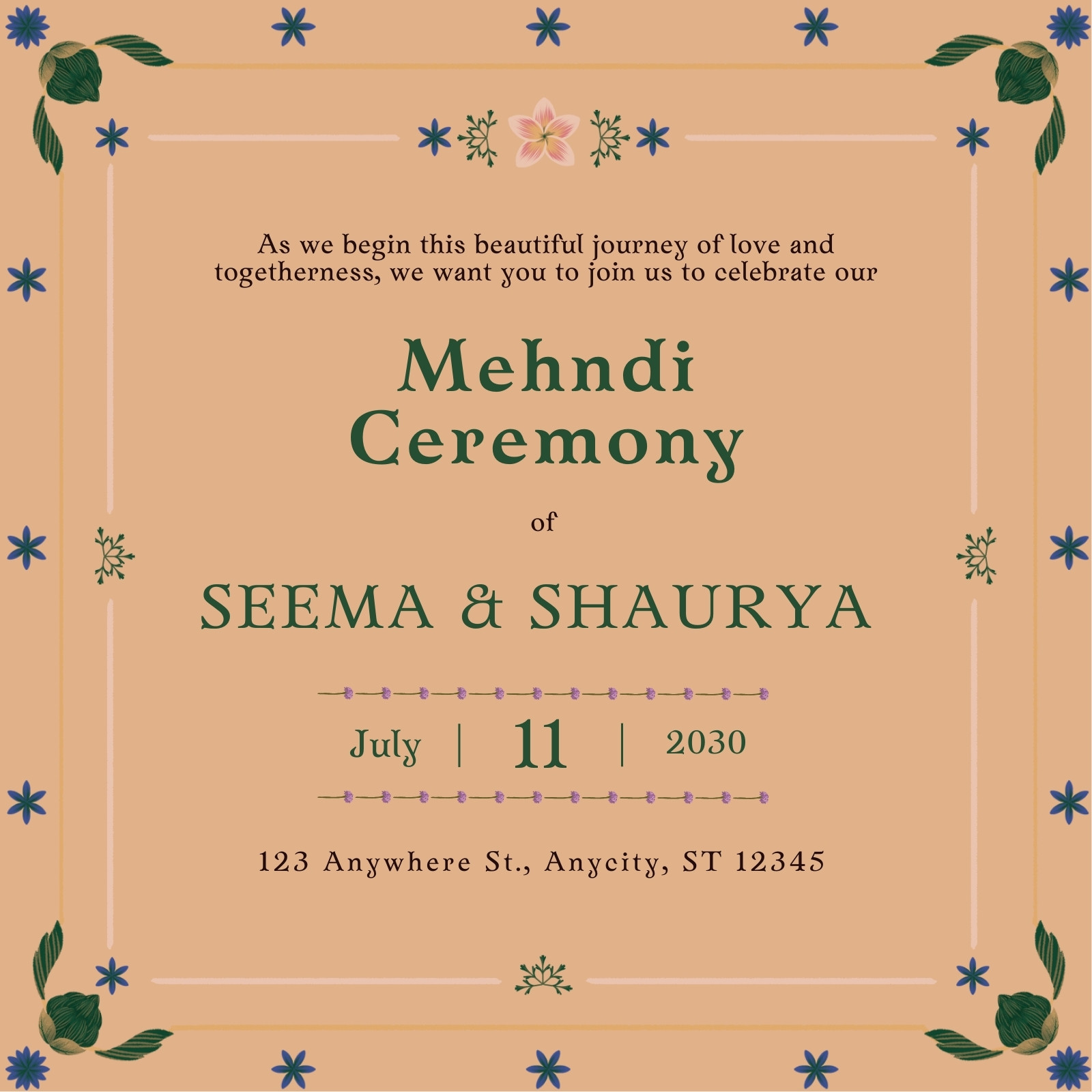 Buy Digital Mehendi Invitation Template, Mendhi Night Invite Card, Dholki  Invite, Mehndi Function Invites, Henna Party Invites, FITM01 Online in  India - Etsy