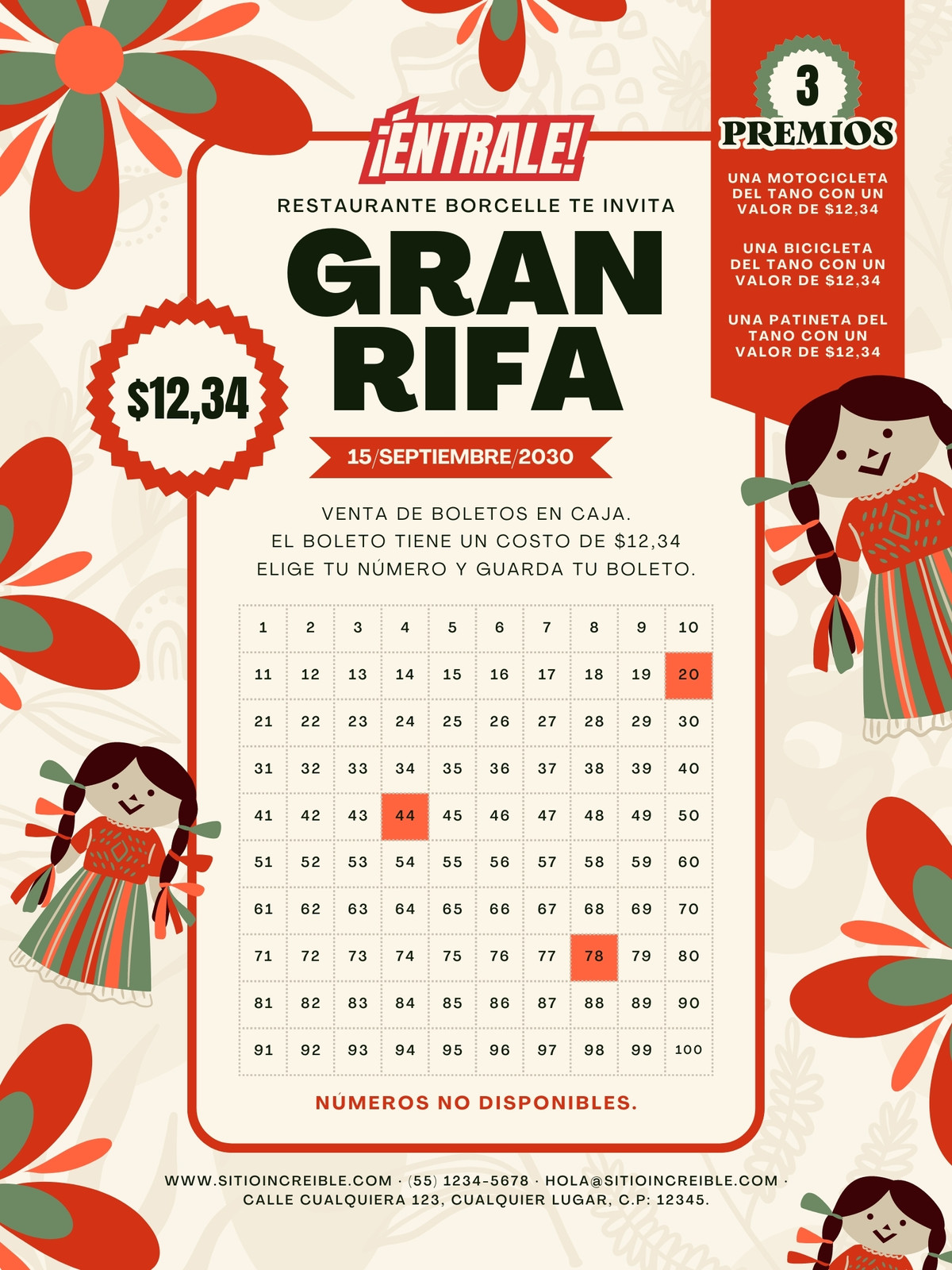 Cartel para Personalizar Flores Rojas