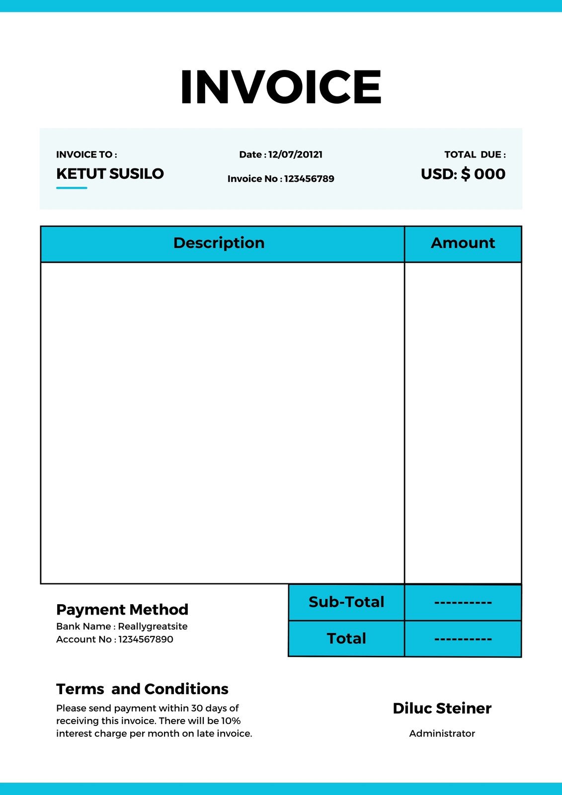 Blue and White Illustrative Technology Invoice