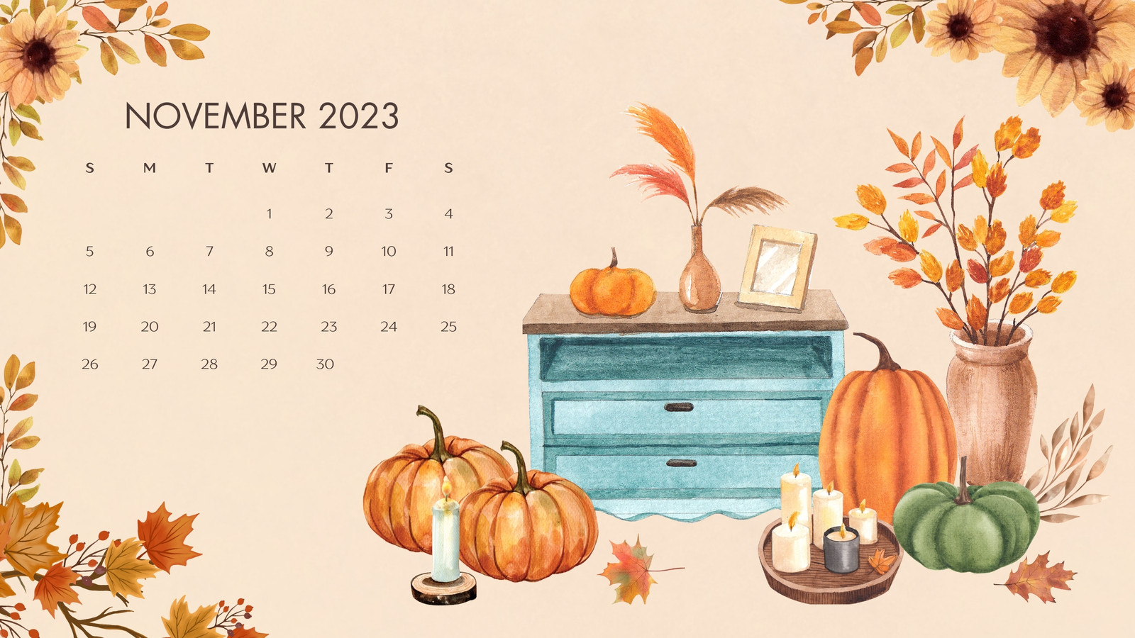 November 2023 Desktop Background Calendar Wallpaper