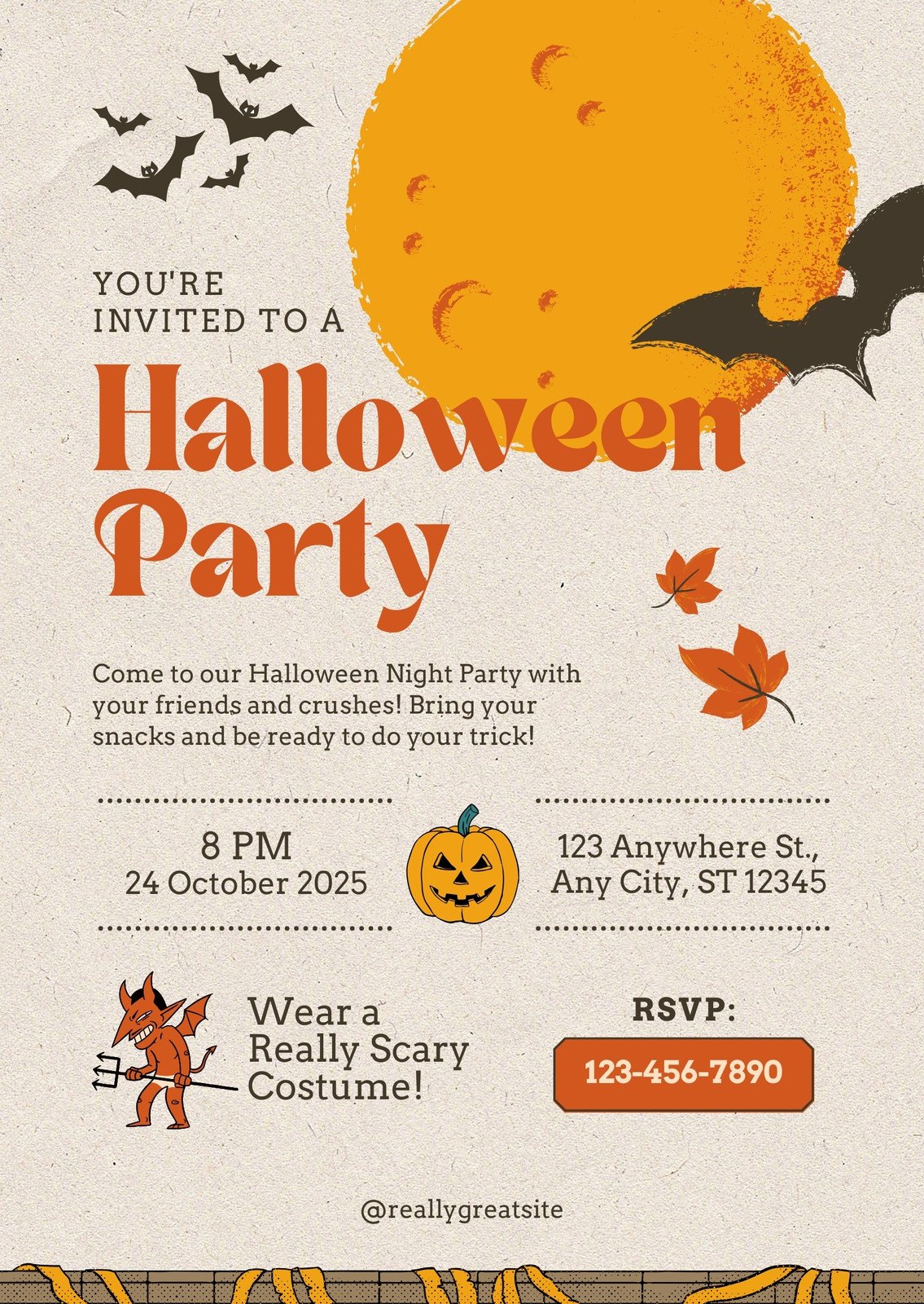 Free custom printable Halloween invitation templates Canva