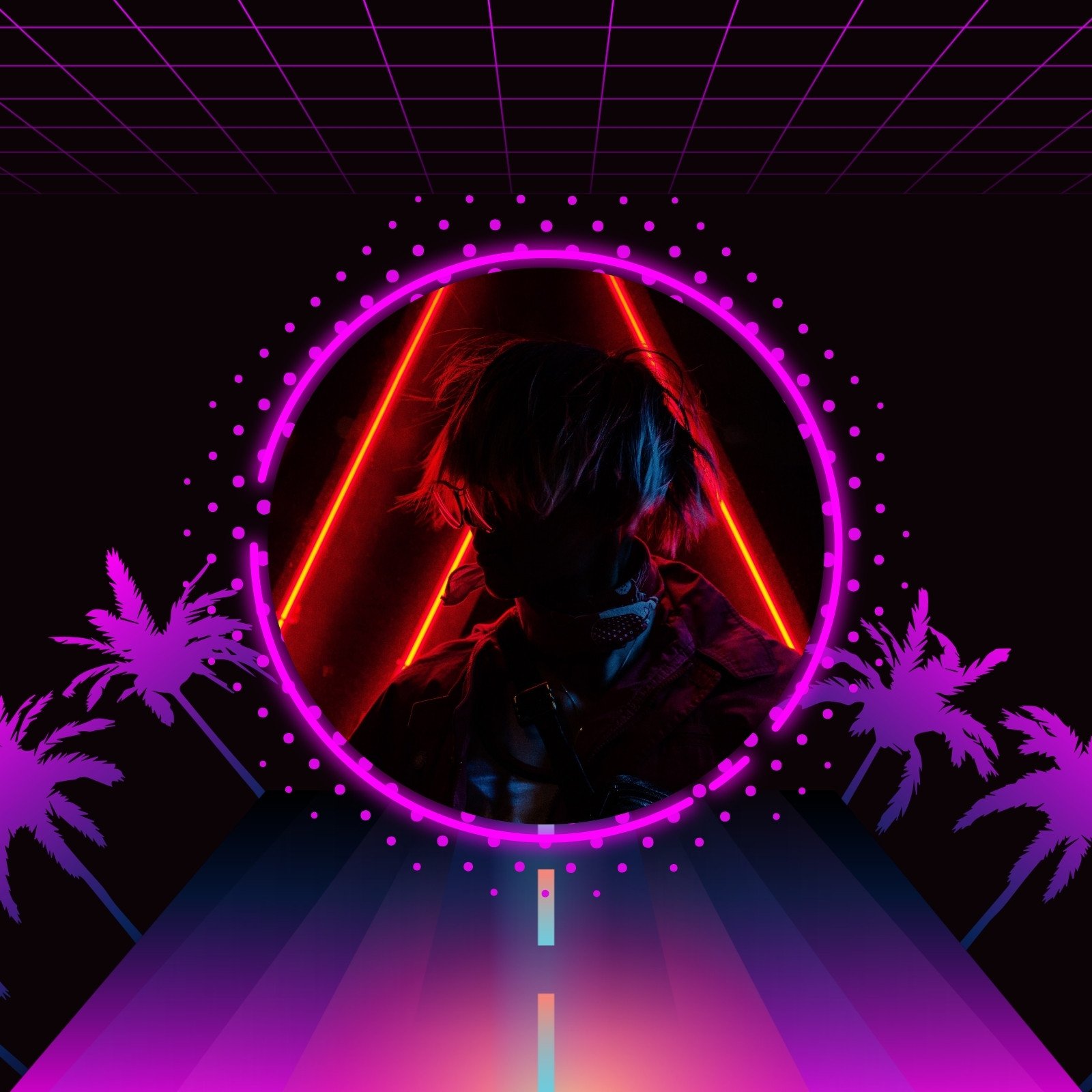 Black and Purple Neon Gaming Facebook Profile Picture