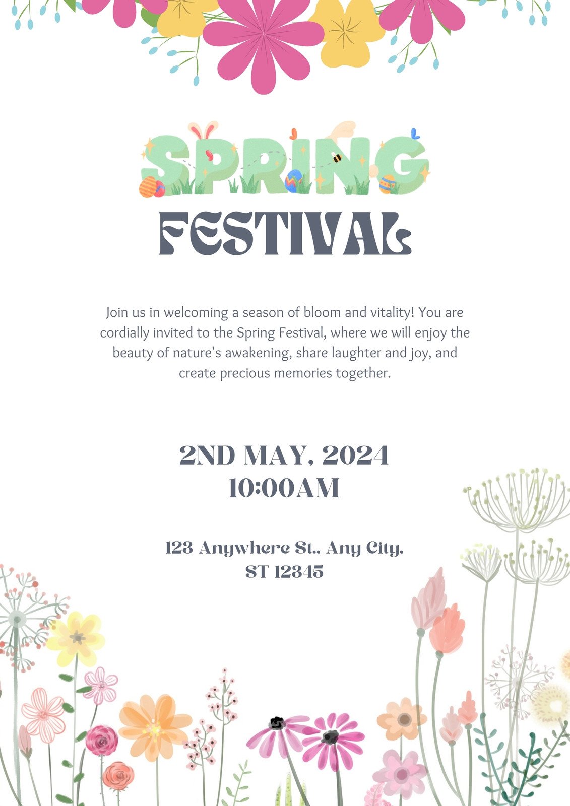 White and Green Colorful Spring Festival Flyer