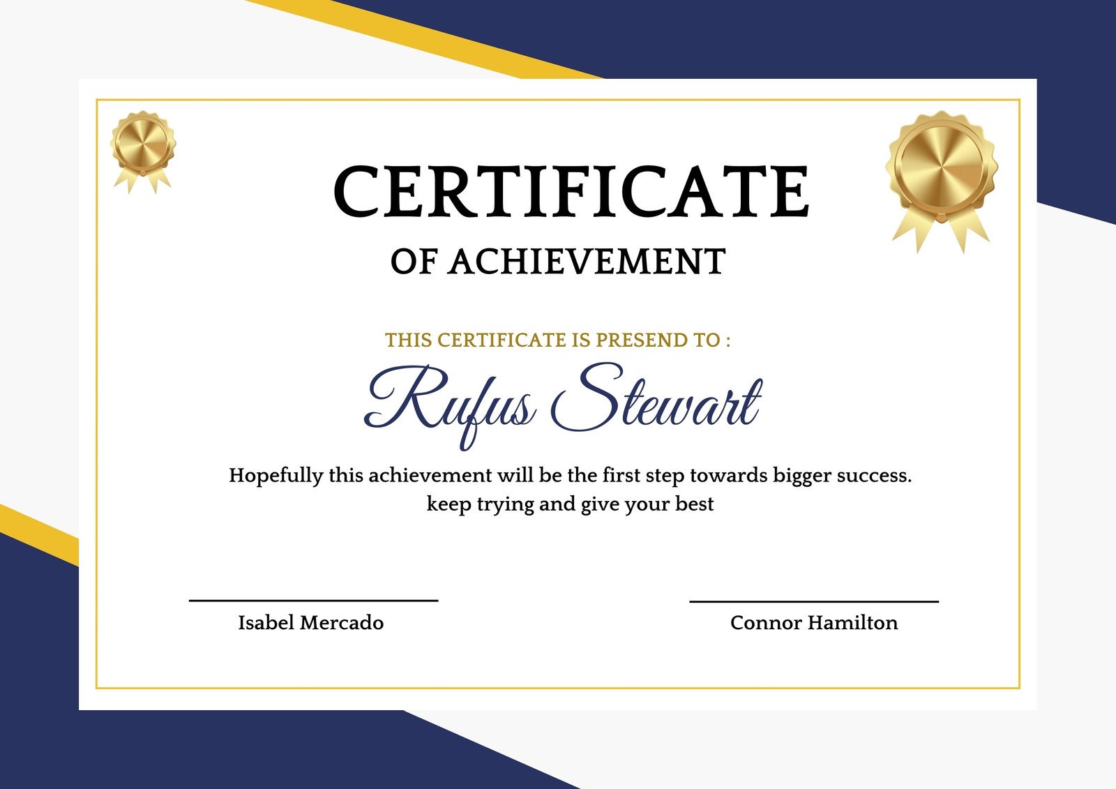 Blue and Gold Simple Certificate