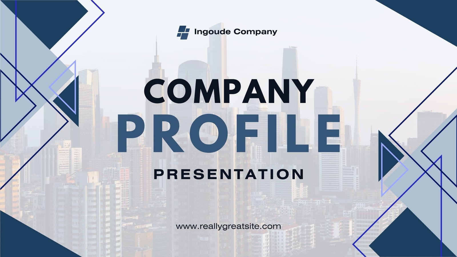 Blue and White Geometric Company Profile Presentation