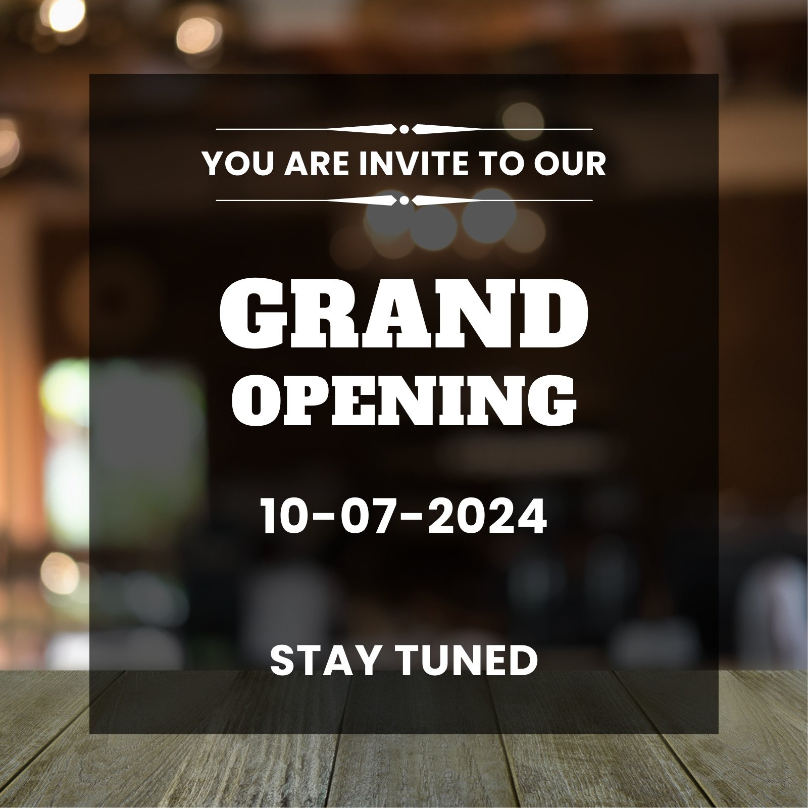Brown and Black Simple Grand Opening Invitation