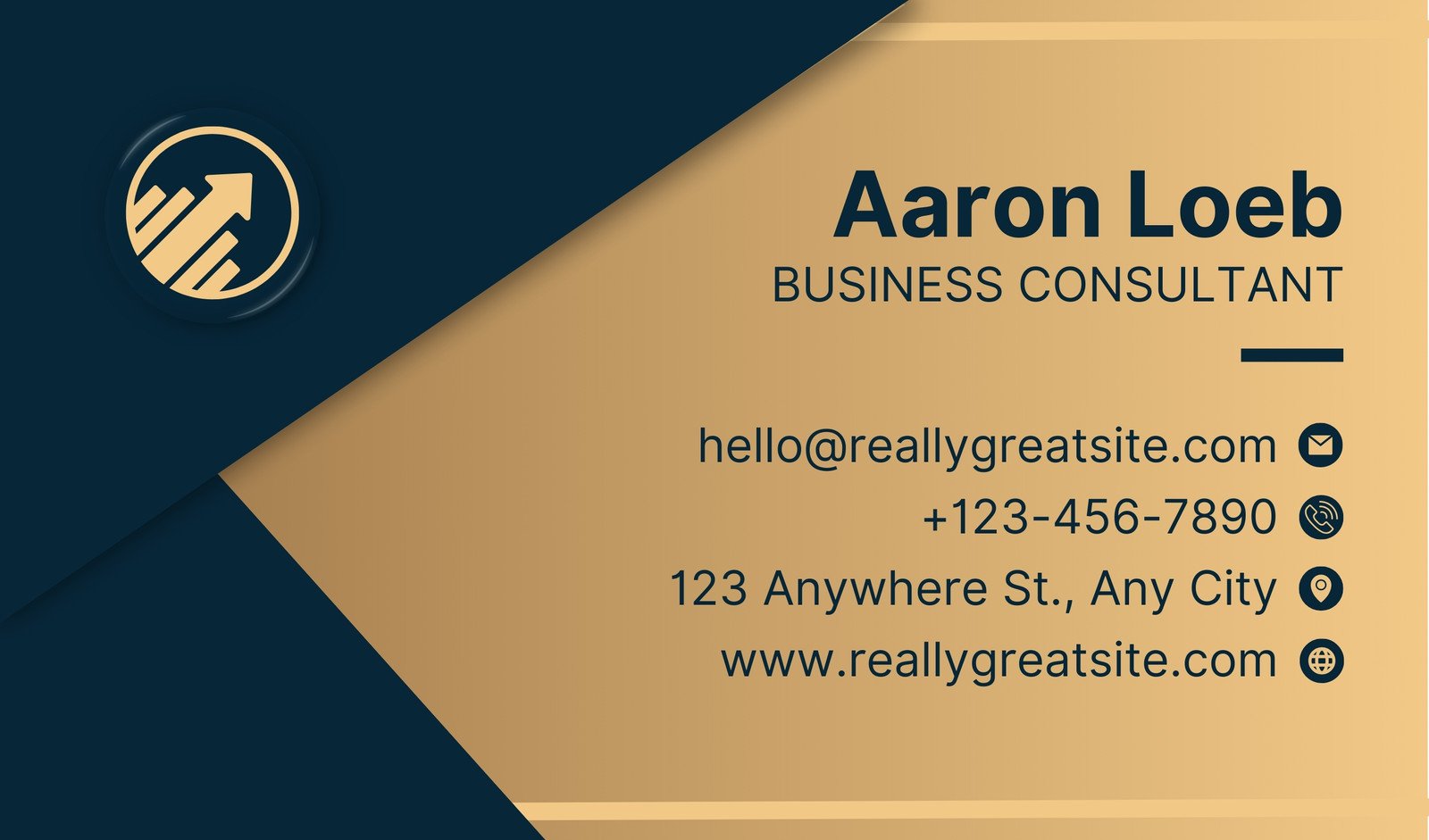 Blue and Gold Modern Business Consultant Business Card