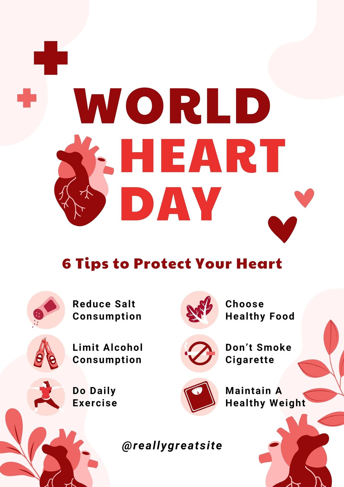 Red White Cute Illustrative Tips Heart Disease Poster Potrait