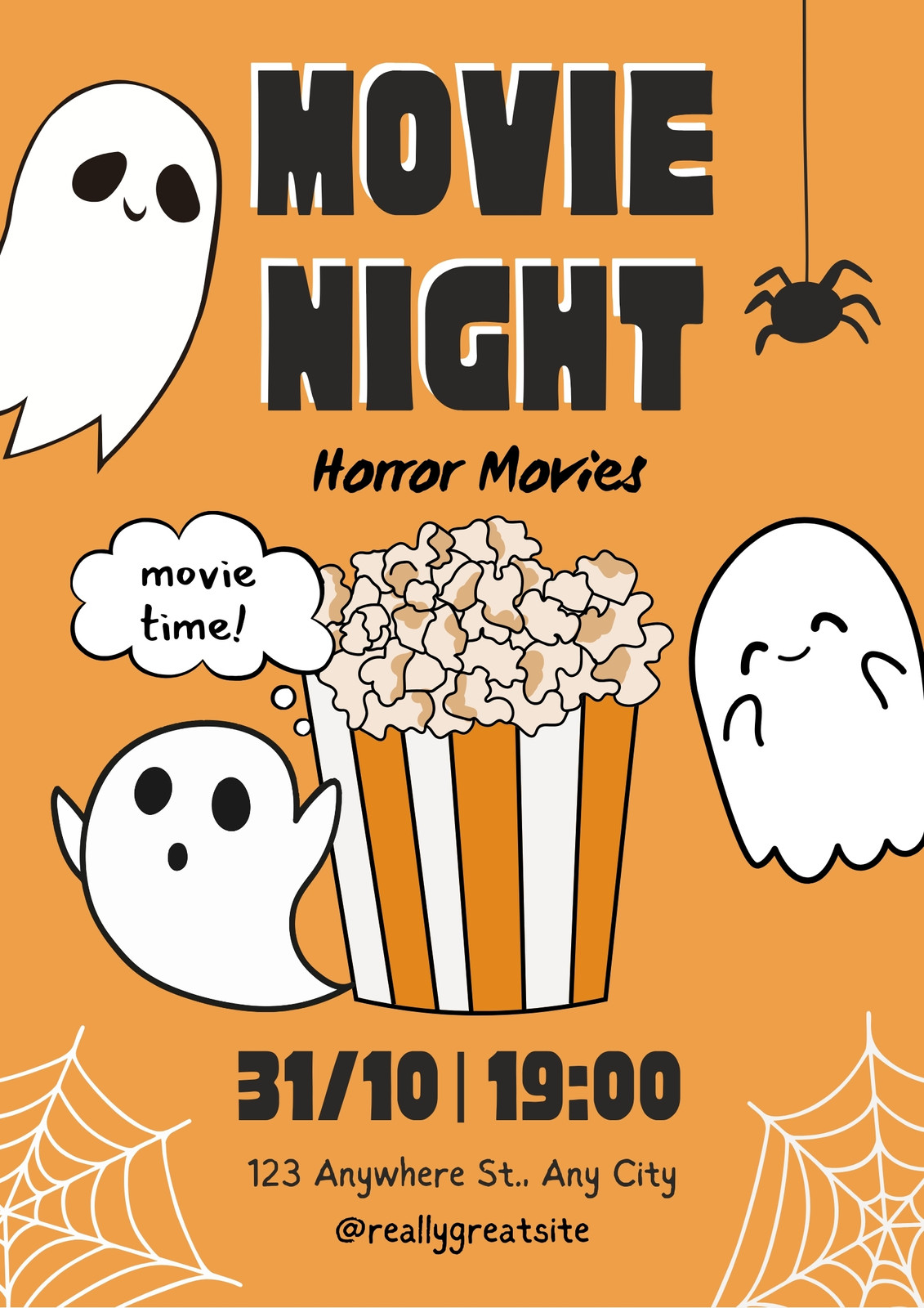 Orange Wicked Halloween Cute Movie Night Poster