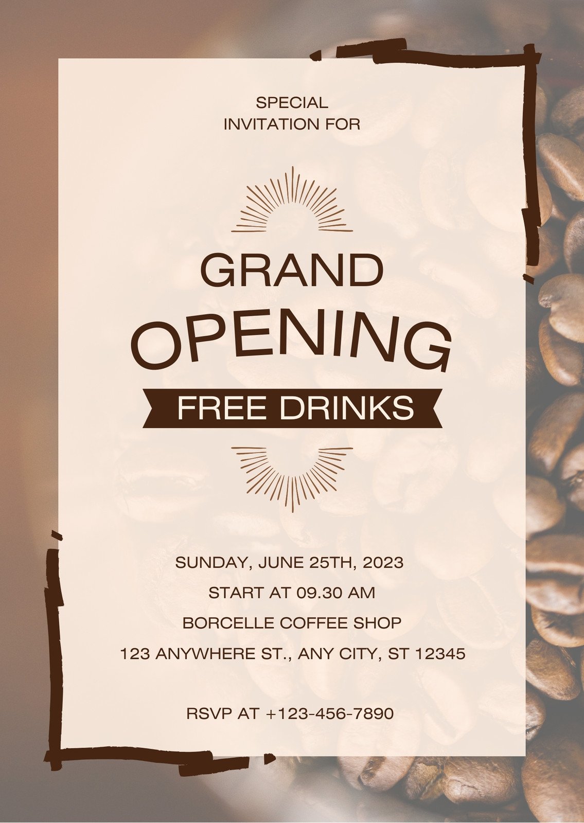 Brown and Beige Elegant Grand Opening Invitation