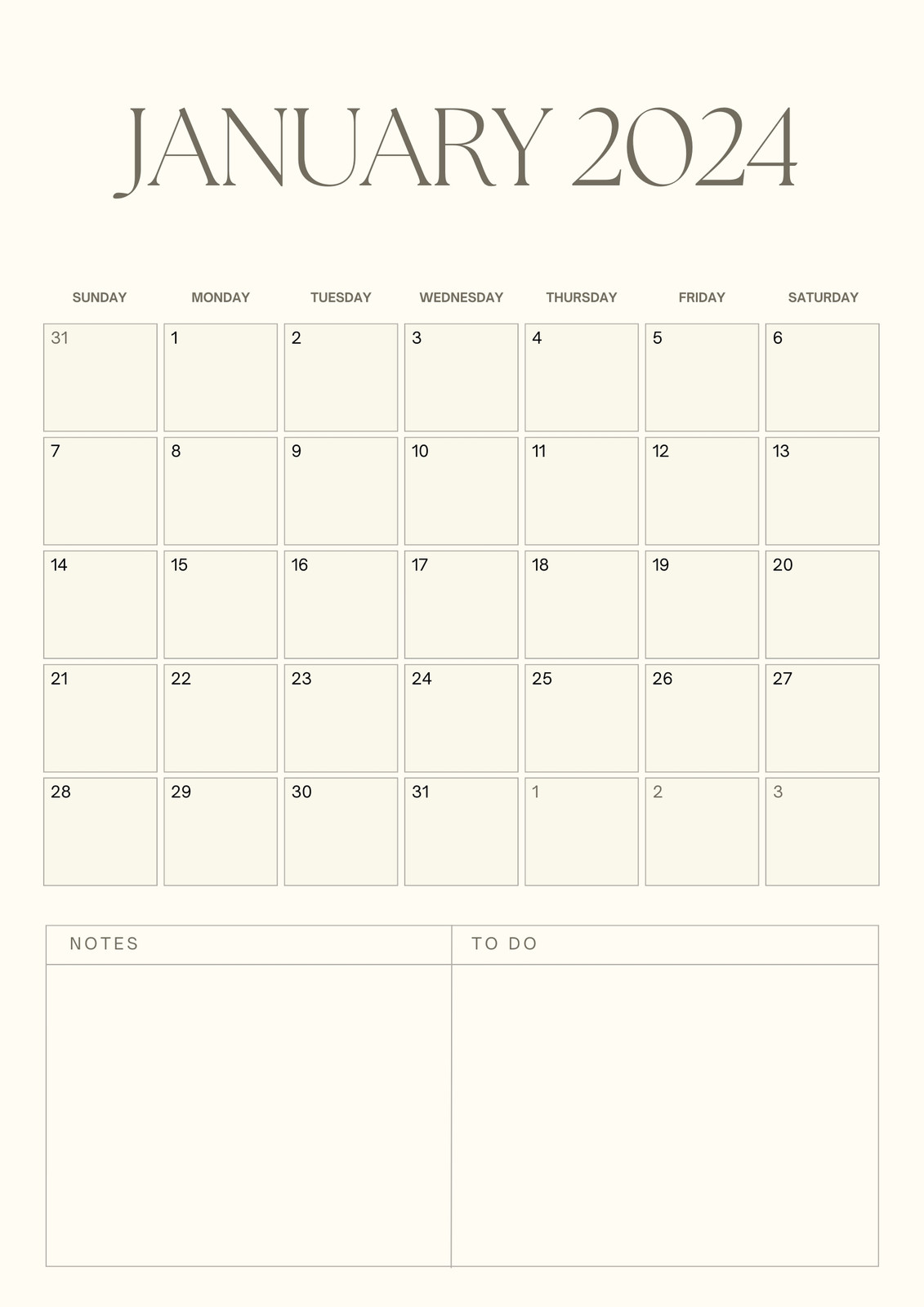 Calendar Template For 2025 Year. Planner Diary In A Minimalist