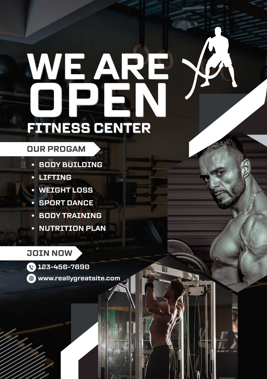 Black and White Modern We Are Open Boxing Gym Flyer