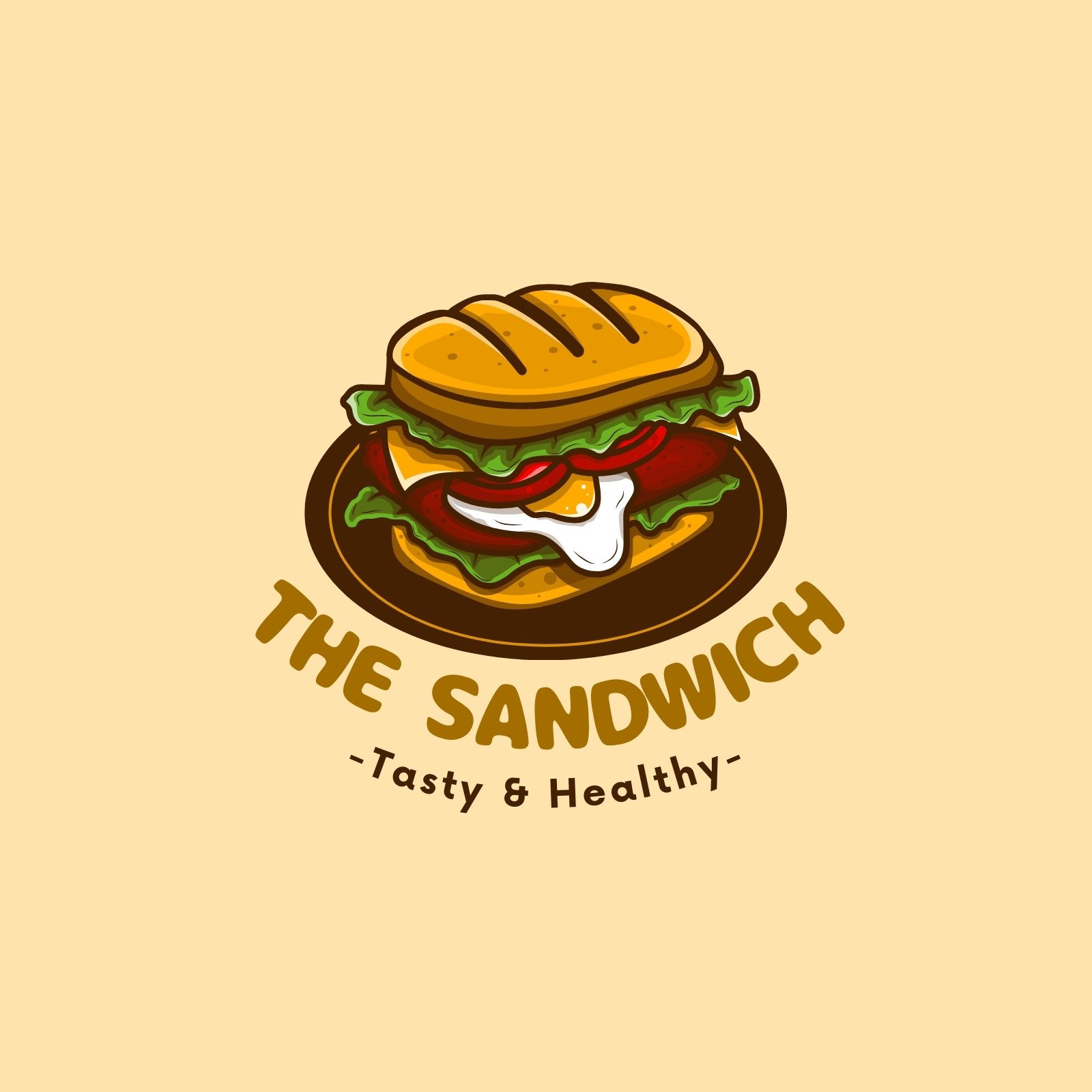DIY Food Logo, Sandwich Breakfast Editable Logo SVG