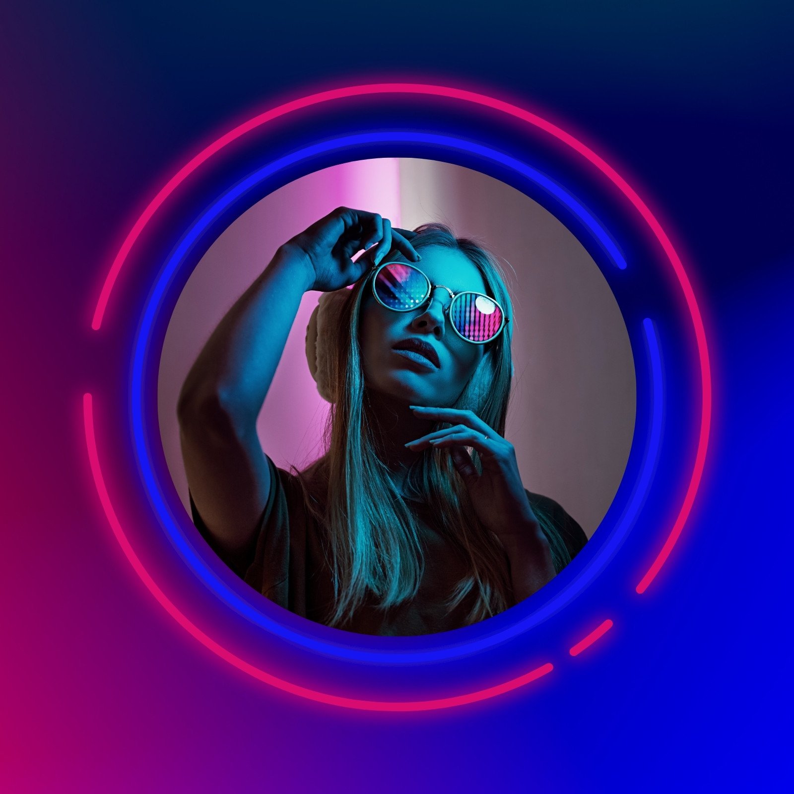 Pink and Blue Neon Facebook Profile Picture